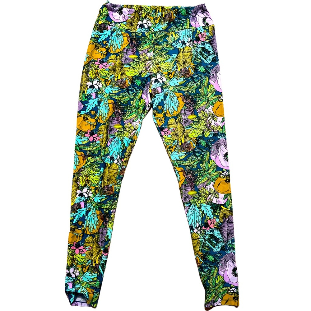 NWOT LulaRoe Leggings, floral woodsy - greens, lavender, blue & pink, one size